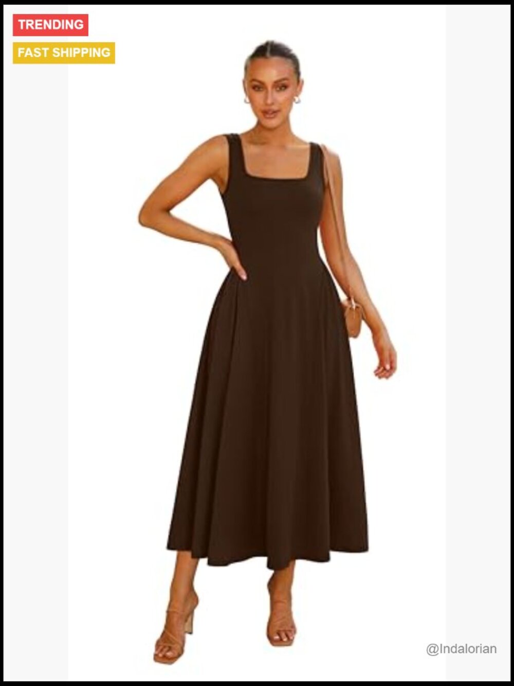 Square Neck Corset A-Line Maxi Dress with Ruffle Ruched Waist - Picture 2 of 7